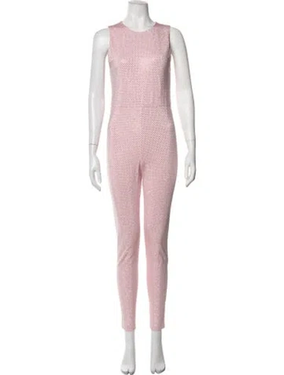 Pre-owned Alice + Olivia Crew Neck Jumpsuit In Pink