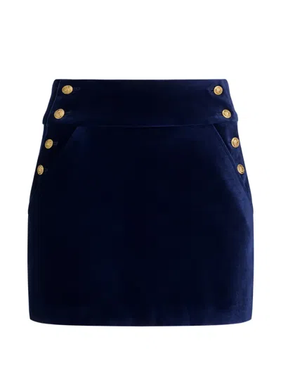 Alice + Olivia Donald Side-buttons Mini Skirt In Blue