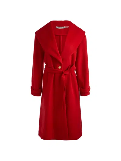 Alice + Olivia Drew Shawl-collar Coat In Red