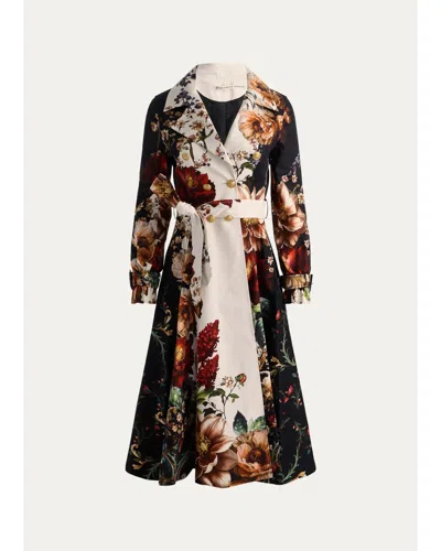 Alice + Olivia Alice And Olivia Ellie Godet Trench Coat In Multi