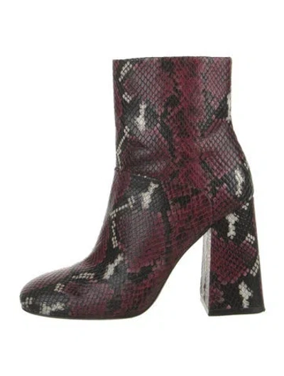 Pre-owned Alice + Olivia Embossed Leather Animal Print Boots In Black/purple
