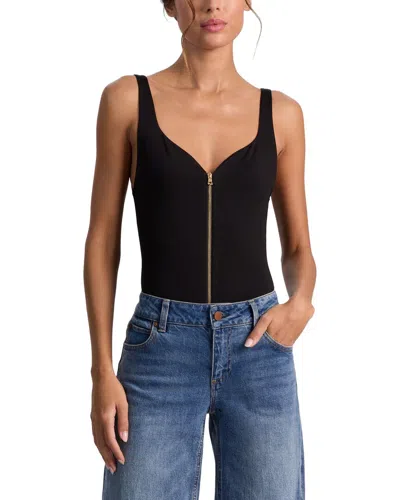 Alice + Olivia Eve Zip Front Bodysuit In Black