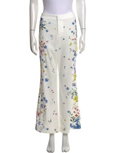 Pre-owned Alice + Olivia Floral Print Flared Pants In Green