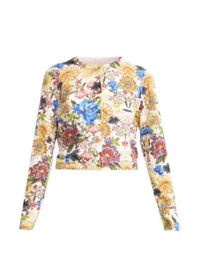 Alice + Olivia Floral-print Cotton Cardigan In Multi