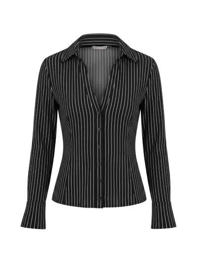 Alice + Olivia Freya Pinstripe Button-down Blouse In Pink