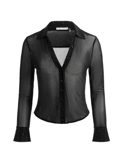 Alice + Olivia Alice And Olivia Freya Embellished Fitted Top In Black