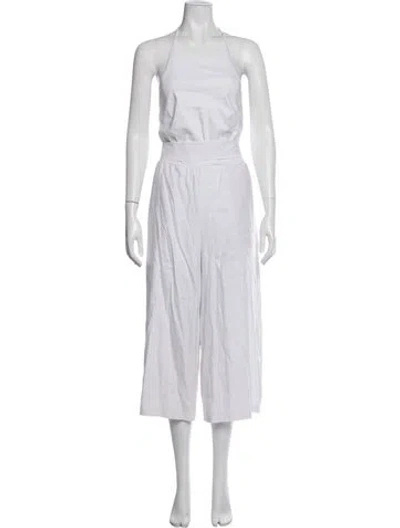 Pre-owned Alice + Olivia Halterneck Jumpsuit In White