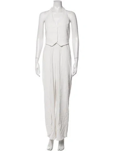 Pre-owned Alice + Olivia Halterneck Jumpsuit In White