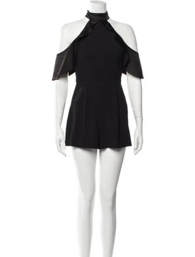 Pre-owned Alice + Olivia Halterneck Romper In Black