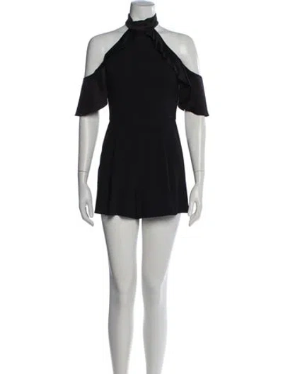 Pre-owned Alice + Olivia Halterneck Romper In Black