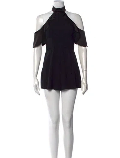 Pre-owned Alice + Olivia Halterneck Romper In Black