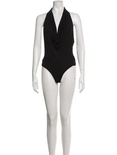 Pre-owned Alice + Olivia Halterneck Sleeveless Bodysuit In Black