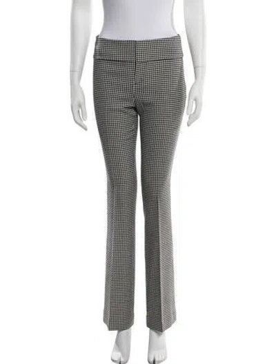 Pre-owned Alice + Olivia Houndstooth Print Flared Pants In Black