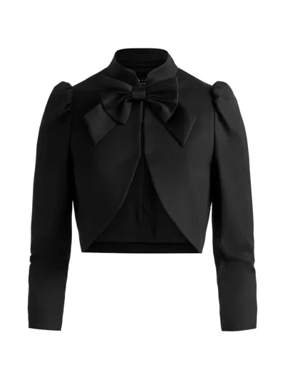 Alice + Olivia Alice And Olivia Ilaria Cropped Bow Jacket In Black