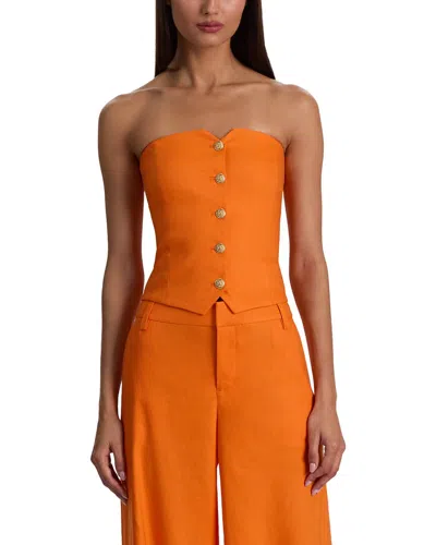 Alice + Olivia Kelcey Linen-blend Vest In Orange