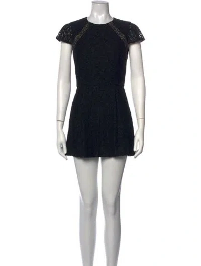 Pre-owned Alice + Olivia Lace Pattern Crew Neck Jumpsuit In Black