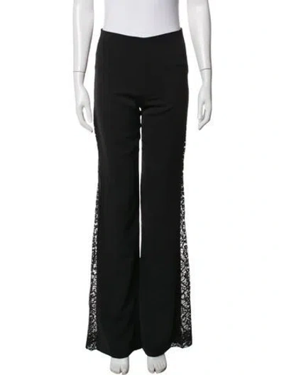 Pre-owned Alice + Olivia Lace Pattern Flared Pants In Black