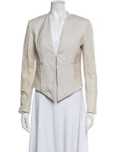 Pre-owned Alice + Olivia Lamb Leather Blazer In Neutrals