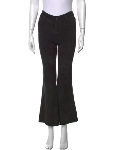 Pre-owned Alice + Olivia Lamb Leather Flared Pants In Black