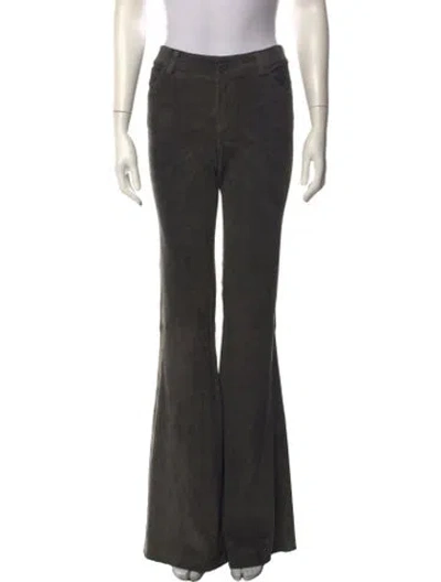 Pre-owned Alice + Olivia Lamb Leather Flared Pants W/ Tags In Grey