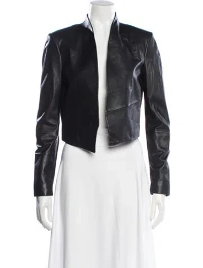Pre-owned Alice + Olivia Lamb Leather Jacket In Black