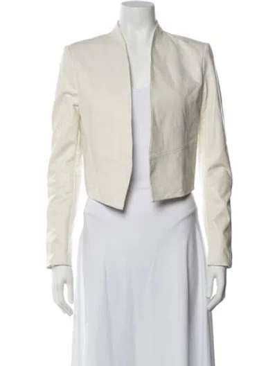 Pre-owned Alice + Olivia Lamb Leather Jacket In White
