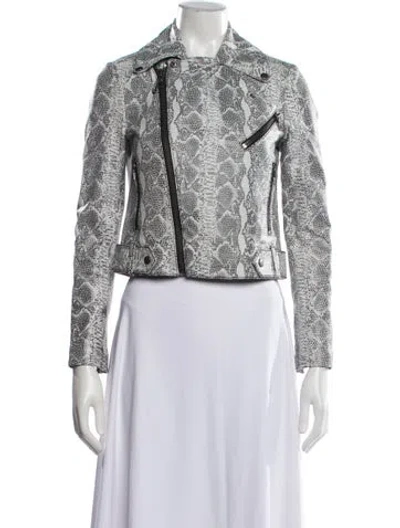 Pre-owned Alice + Olivia Leather Animal Print Blazer In Black