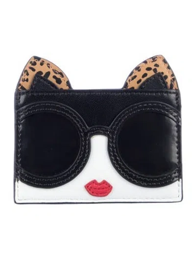 Pre-owned Alice + Olivia Leather Animal Print Card Holder In Brown