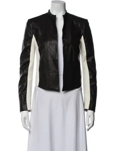 Pre-owned Alice + Olivia Leather Biker Jacket In Black