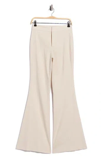 Alice + Olivia Linden High Waist Linen Blend Flare Leg Pants In Neutral