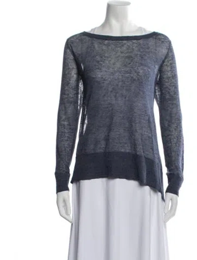 Pre-owned Alice + Olivia Linen Bateau Neckline Sweater In Blue