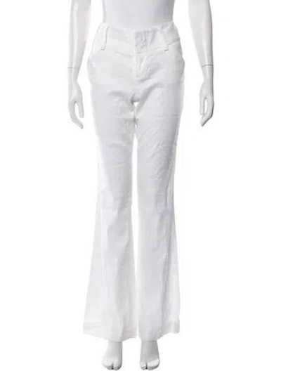 Pre-owned Alice + Olivia Linen Flared Pants In White