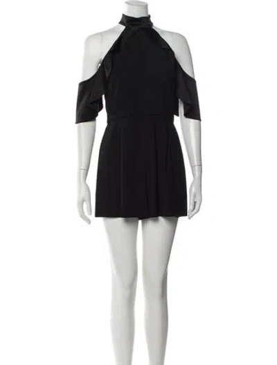 Pre-owned Alice + Olivia Mock Neck Romper In Black