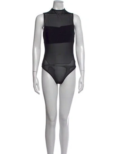 Pre-owned Alice + Olivia Mock Neck Sleeveless Bodysuit W/ Tags In Black