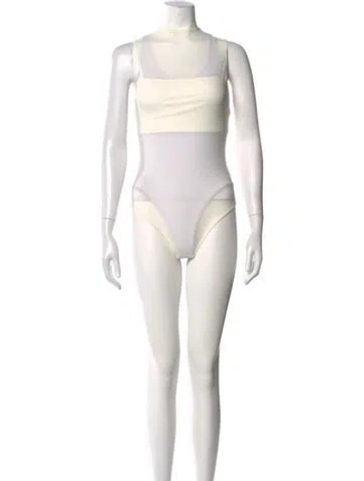 Pre-owned Alice + Olivia Nylon Mock Neck Bodysuit W/ Tags In Neutrals