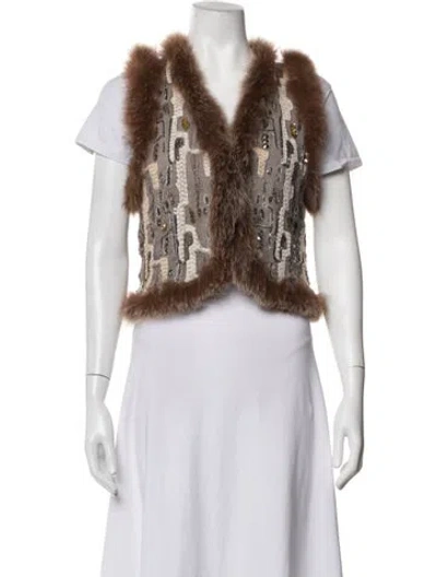 Pre-owned Alice + Olivia Nylon Patterned Vest In Brown