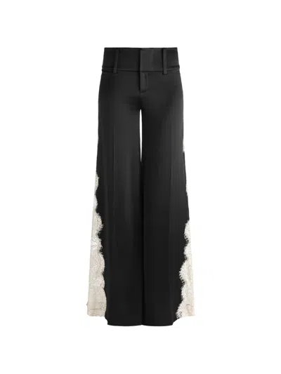 Alice + Olivia Olivia Lace-panelled Wide-leg Trousers In 블랙