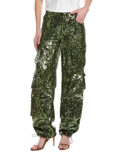 Alice + Olivia Olympia Mr. Sequin Baggy Cargo Pant In Green