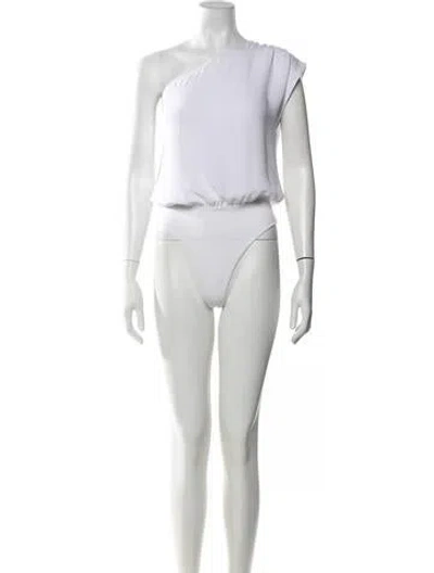 Pre-owned Alice + Olivia One-shoulder Sleeveless Bodysuit In Neutrals
