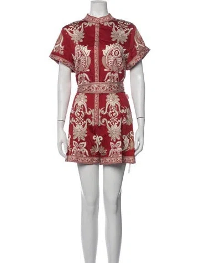 Pre-owned Alice + Olivia Paisley Print Romper In Red