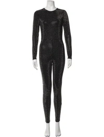 Pre-owned Alice + Olivia Patterned Crew Neck Jumpsuit In Black