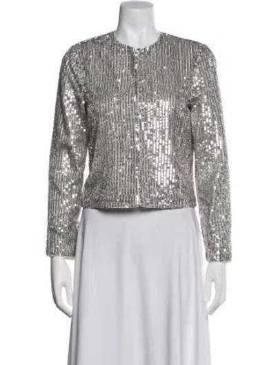 Pre-owned Alice + Olivia Patterned Evening Jacket In Silver