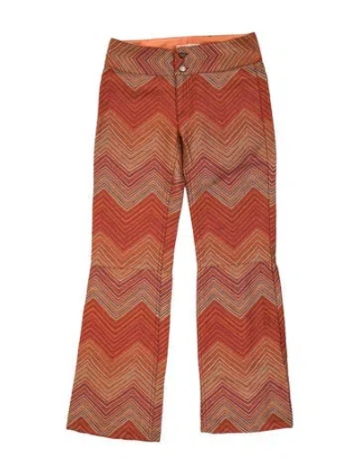 Pre-owned Alice + Olivia Patterned Flared Pants In Orange