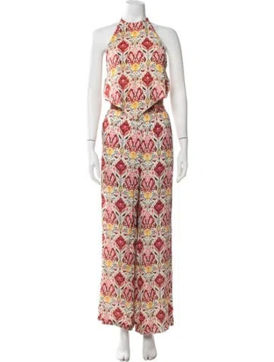 Pre-owned Alice + Olivia Patterned Ruffle Embellishment Pant Set In Neutrals