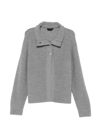 Alice + Olivia Pearson Drape-neck Wool Cardigan In Gray