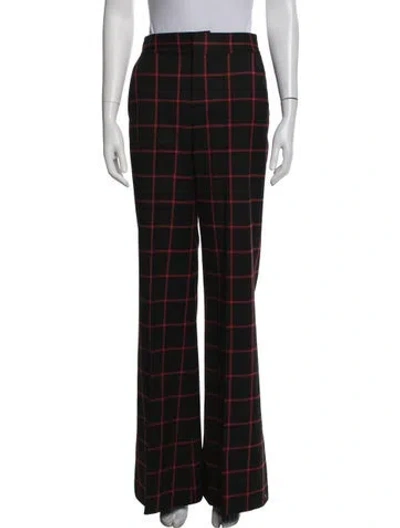 Pre-owned Alice + Olivia Plaid Print Flared Pants In Black