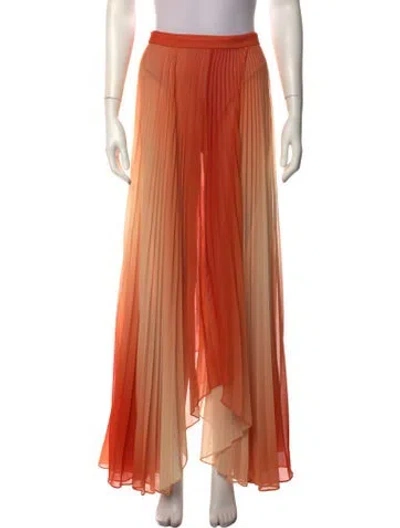 Pre-owned Alice + Olivia Pleated Accents Long Skirt In Orange