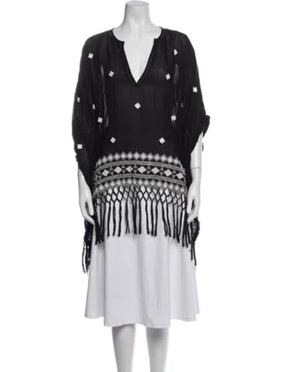 Pre-owned Alice + Olivia Printed V-neck Tunic In Blue