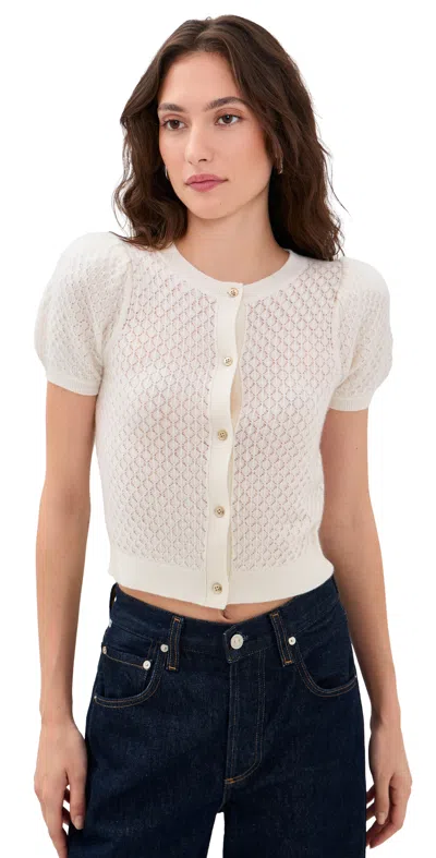 Alice + Olivia Sabine Cashmere Cardigan Soft White In Gold