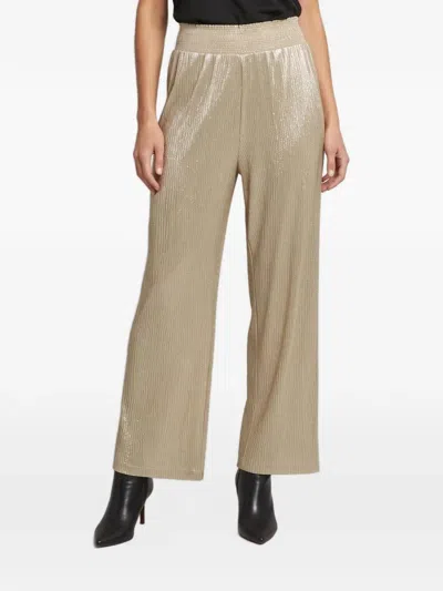 Pre-owned Alice + Olivia Sequin-embellished Wide-leg Trousers In Gold